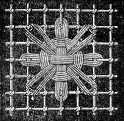 FIG. 645.
STAR FORMED OF LOOSE THREADS.
FINISHED.