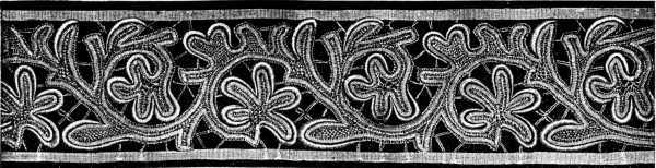 INSERTION.&mdash;IRISH LACE WITH RAISED ORNAMENTS.