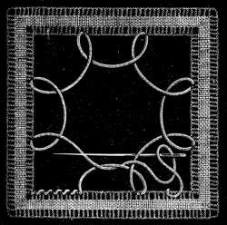 FIG. 760. WHEEL COMPOSED OF BUTTONHOLE BARS.
MAKING AND TAKING UP THE LOOPS.