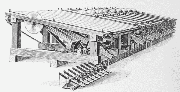 Fig. 45. Automatic Gang Lumber-Trimmer.