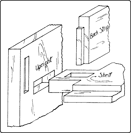 Fig. 278. Construction of a Knock-Down Book-Shelf Seen From the Back.