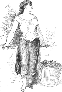 woman grape-picker leaning against wall