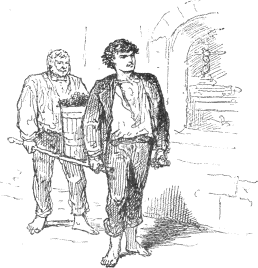 two men carrying basket