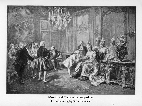 Mozart and Madame de Pompadour.  From painting by V. de Paredes.