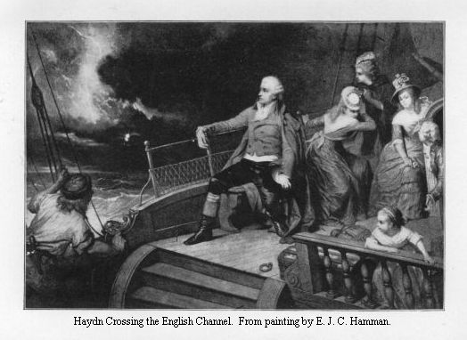 Haydn Crossing the English Channel.  From painting by E. J. C. Hamman.