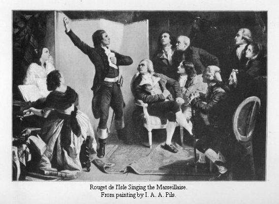 Rouget de l'Isle Singing the Marseillaise.  From painting by I. A. A. Pils.
