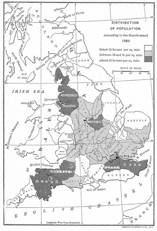 Distribution Of Population According To The Hearth-Tax
Of 1750.