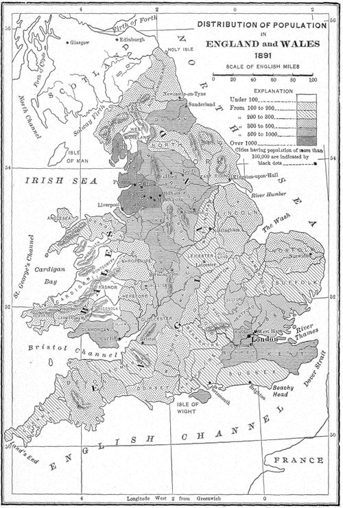 Distribution Of Population In England And Wales 1891.