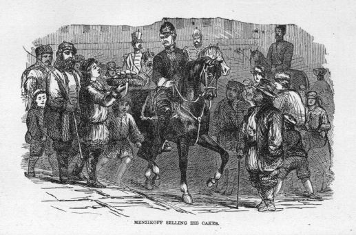 Menzikoff selling his cakes.