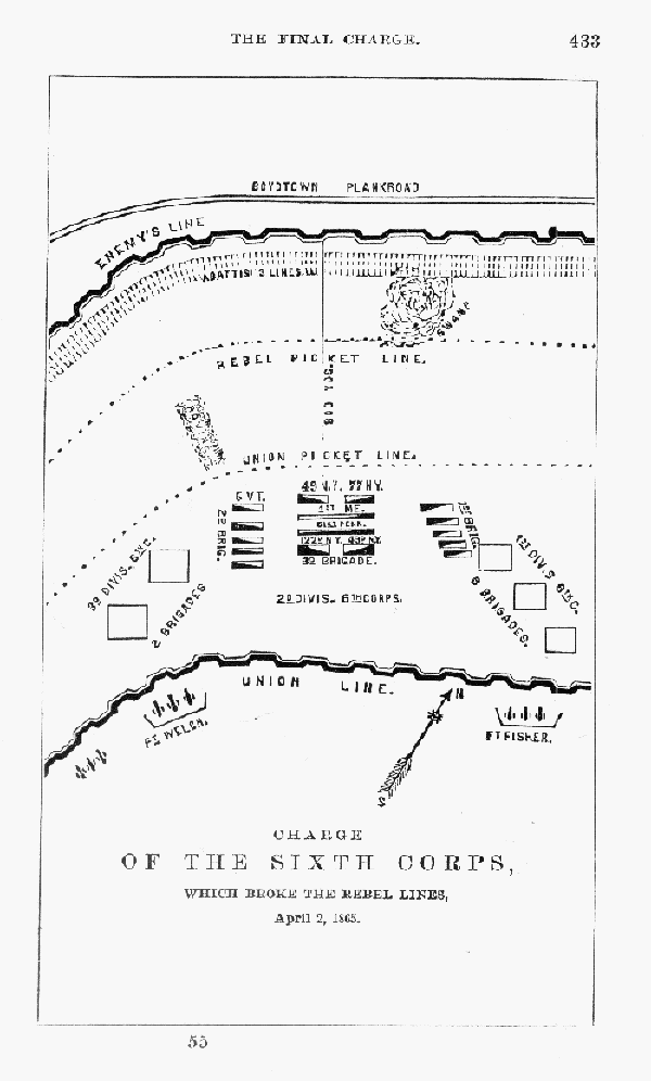 Charge of the Sixth Corps, Which Broke the Rebel Lines