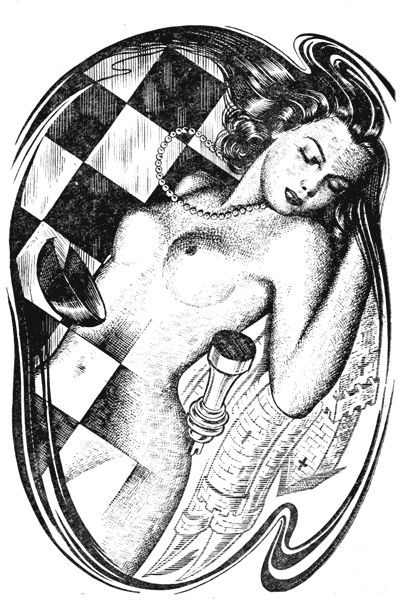 Nude woman on chess motif.