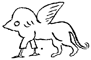 Fig. 1.—Early Representation of a "Dragon"
Compounded of the Forepart of an Eagle and the Hindpart of a
Lion—(from an Archaic Cylinder-seal from Susa, after Jequier).