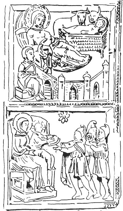 GERMAN NINTH CENTURY PICTURE OF THE NATIVITY.