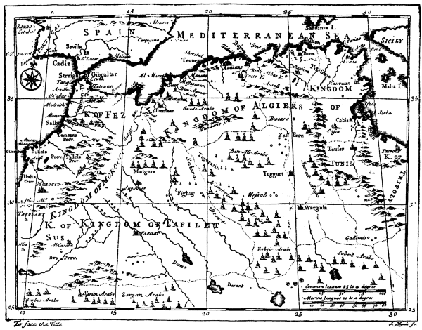 Map showing the Kingdoms of Fez, Morocco, Sus, Tafilet, Algiers and Tunis