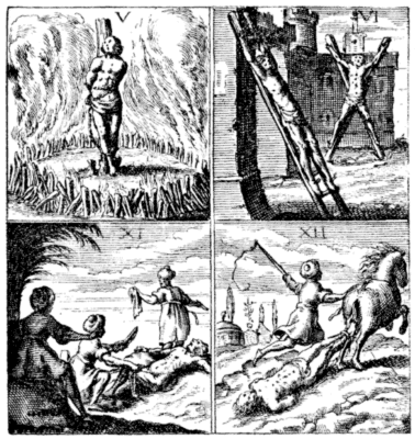 Four depictions of the torments of the slaves
