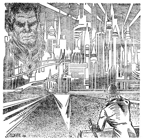 A
gigantic city was lined against the darkling sky.