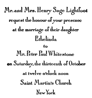 Specimen of formal wedding invitation