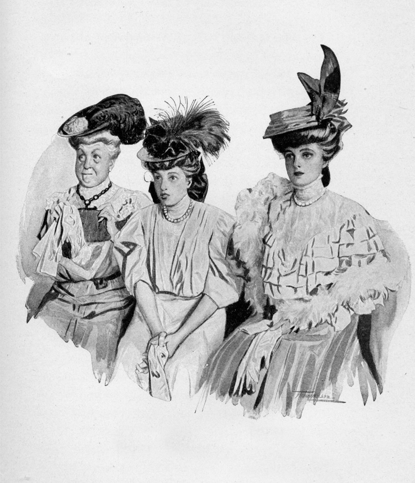 Mother, sister, and Lady Evelyn.