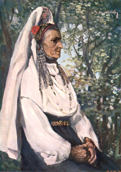 ANCIENT COSTUME OF BALKAN PEASANT WOMEN NEAR GABROVO