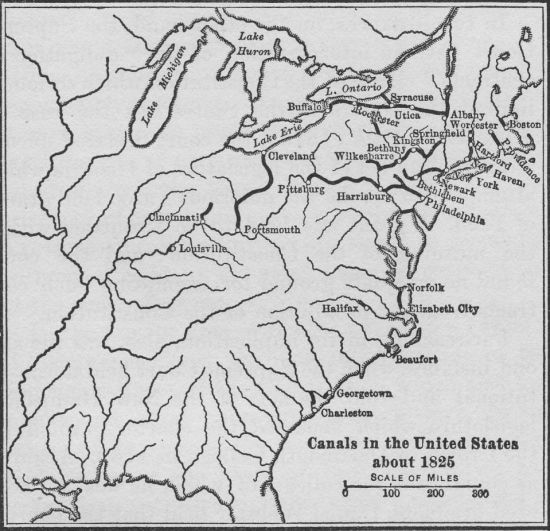 Canals in the United States about 1825