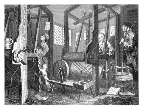 INDUSTRY AND IDLENESS.

PLATE 1.

THE FELLOW 'PRENTICES AT THEIR LOOMS.