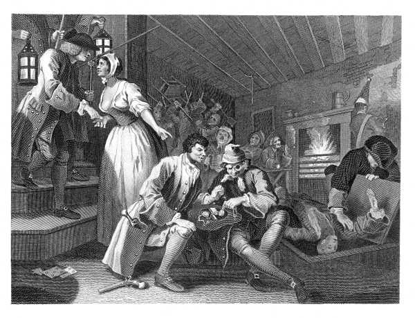 INDUSTRY AND IDLENESS.

PLATE 9.

THE IDLE 'PRENTICE BETRAYED BY A PROSTITUTE.