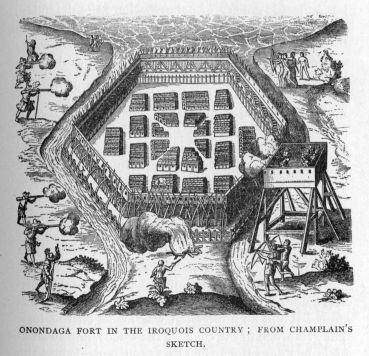 Onondaga fort in the Iroquois country; from Champlain's sketch.