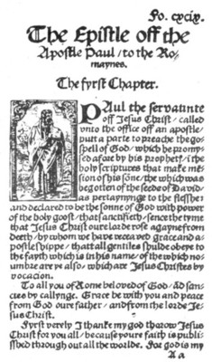 Specimen page of Tyndale's Testament, 1526.