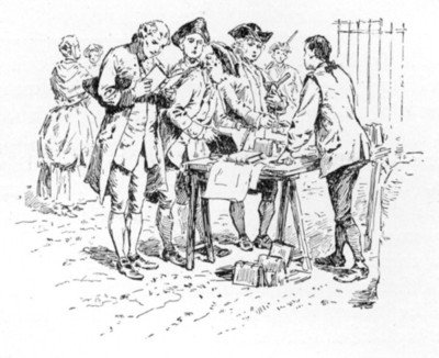 men examining books at an outdoor bookseller's table