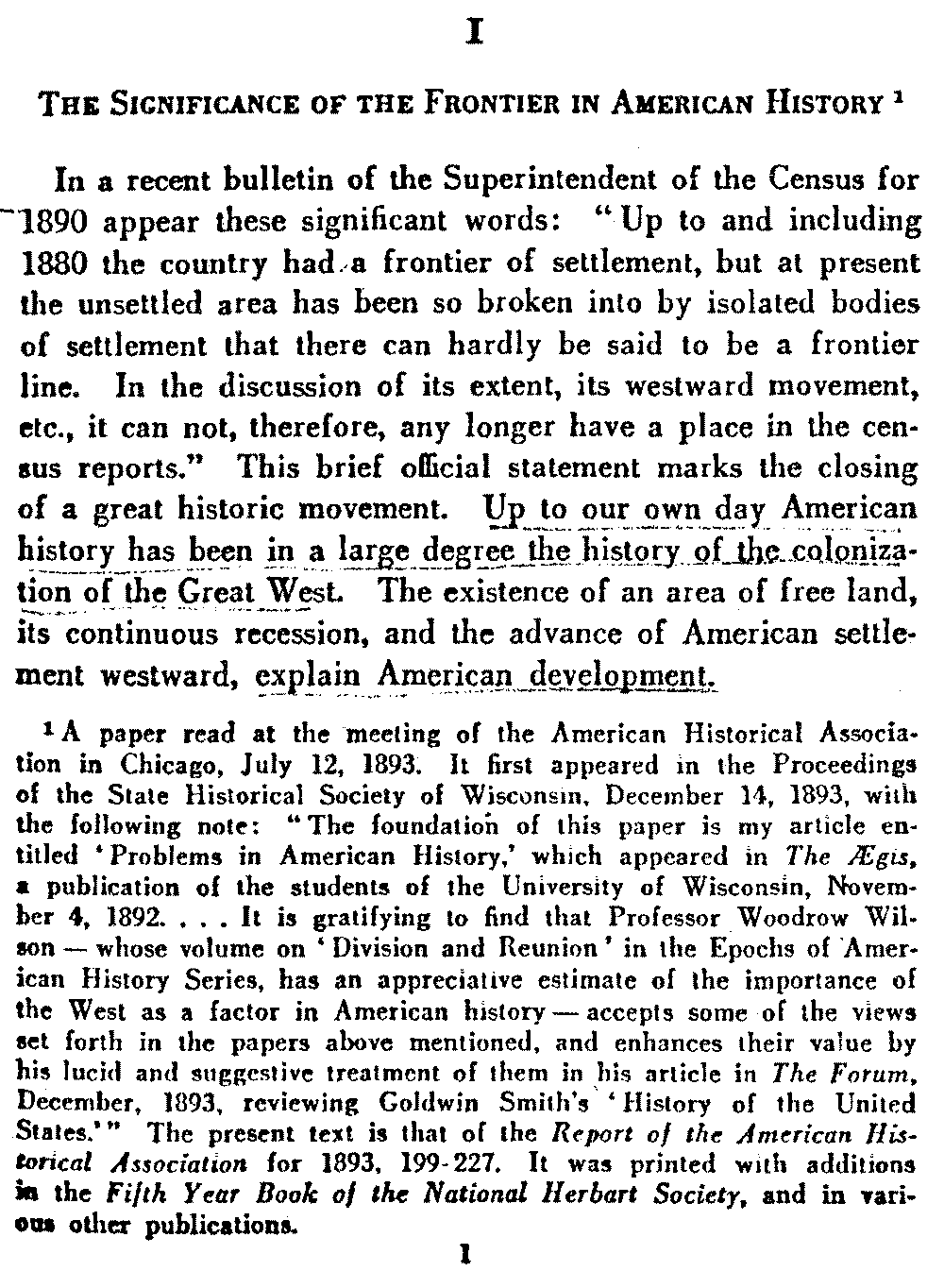Реферат: The Significance Of The Frontier In American