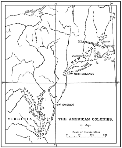 map of the colonies of America in 1640