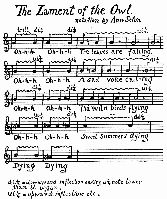 The Lament of the Owl. Notation by Ann Seton