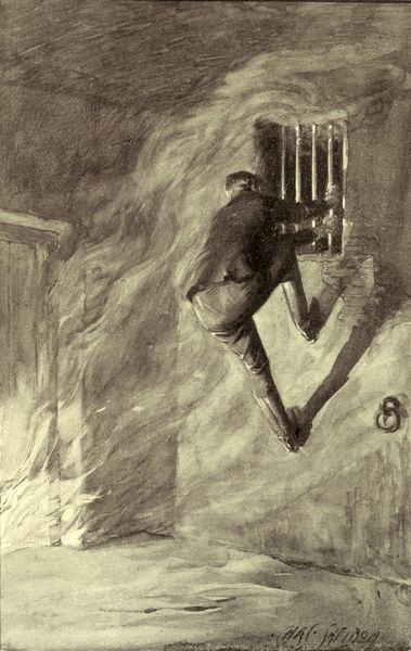 "Pull and shake as he would, the iron seemed to
remain firm in its socket." p. 211