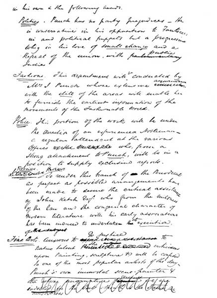 DRAFT OF THE PUNCH PROSPECTUS, IN MARK LEMON'S HANDWRITING
(REDUCED).