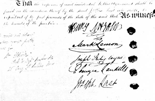 SIGNATURES ON DOCUMENT BY WHICH PUNCH WAS FOUNDED.