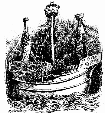 Alto-relieve de una retablo dedicado á San Nicolás
(patrón de los marineros) existente en la iglesia del mismo santo en
Burgos y labrado desde 1480 á 1503.