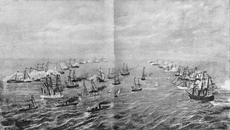 FIESTA NAVAL CELEBRADA FUERA DE LA BARRA DE SALTES EL 3
DE AGOSTO DE 1892