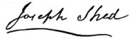 Signature, Joseph Shed