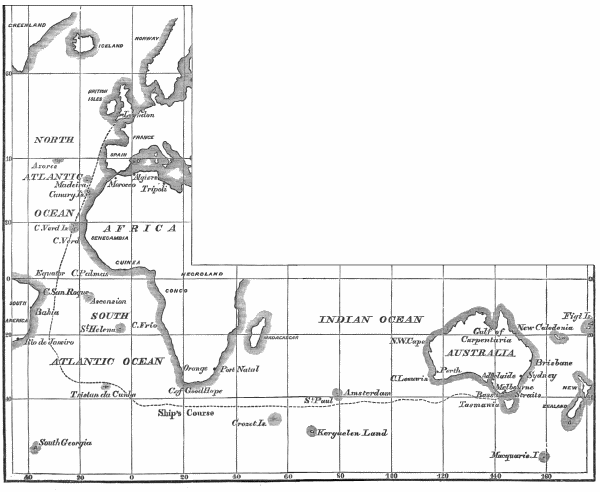 (Map of the Ship's Course, Plymouth to Melbourne)