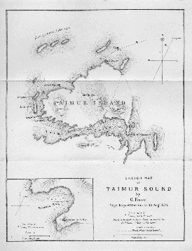 Sketch-Map of Taimur Sound; Map of Actinia Bay, both by G. Bove