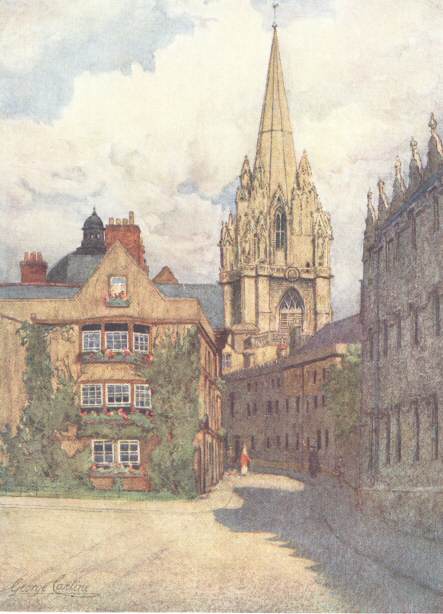 St. Mary’s Church from the corner of Oriel Street and
Merton Street, with Oriel College on the right