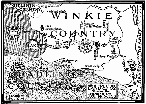 Map of Part of the LAND OF OZ Showing the Search for the
LOST PRINCESS