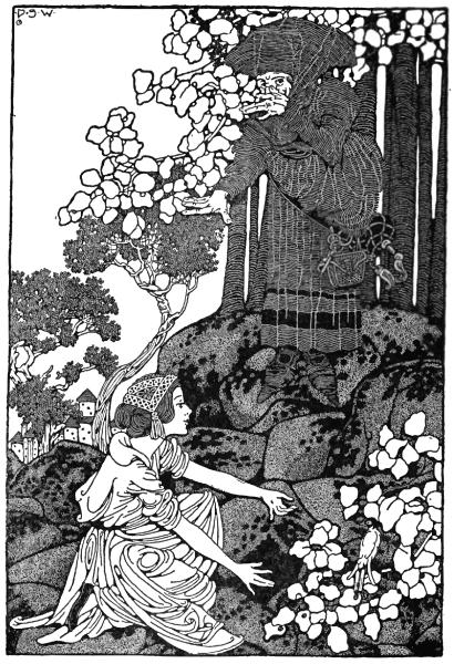 But just as the Witch was dragging her to the stone a robin
began to sing.