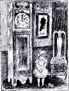 child and grandfather clock