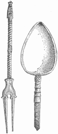 32.—BRONZE FORK AND SPOON. (Perrot and Chipiez.)