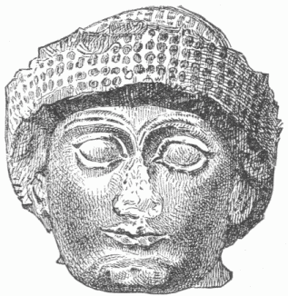 44.—HEAD OF ANCIENT CHALDEAN. FROM TELL-LOH (SIR-GULLA).
SARZEC COLLECTION. (Perrot and Chipiez.)