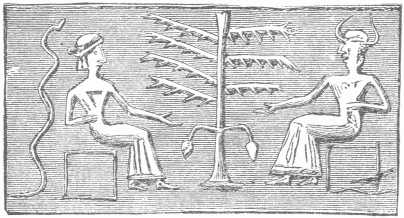 62.—BABYLONIAN CYLINDER, SUPPOSED TO REPRESENT THE
TEMPTATION AND FALL.