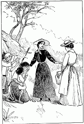 "THE FAMISHED CHILD LOOKED FROM THE BISCUIT TO
THE GLOWING FACE."