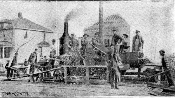 Fig. 112.—Foote Continuous Mixer Arranged for Pavement
Foundation Work.