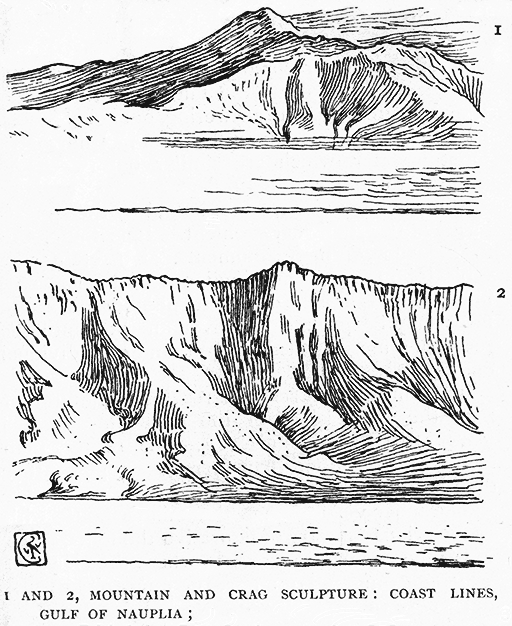 1 and 2, Mountain And Crag Sculpture:
Coast Lines, Gulf Of Nauplia.